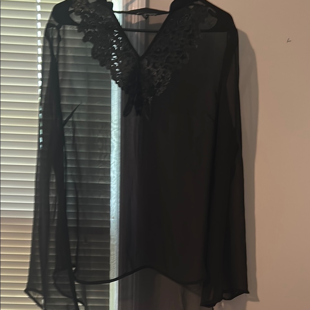 Black Sheer Lace Blouse